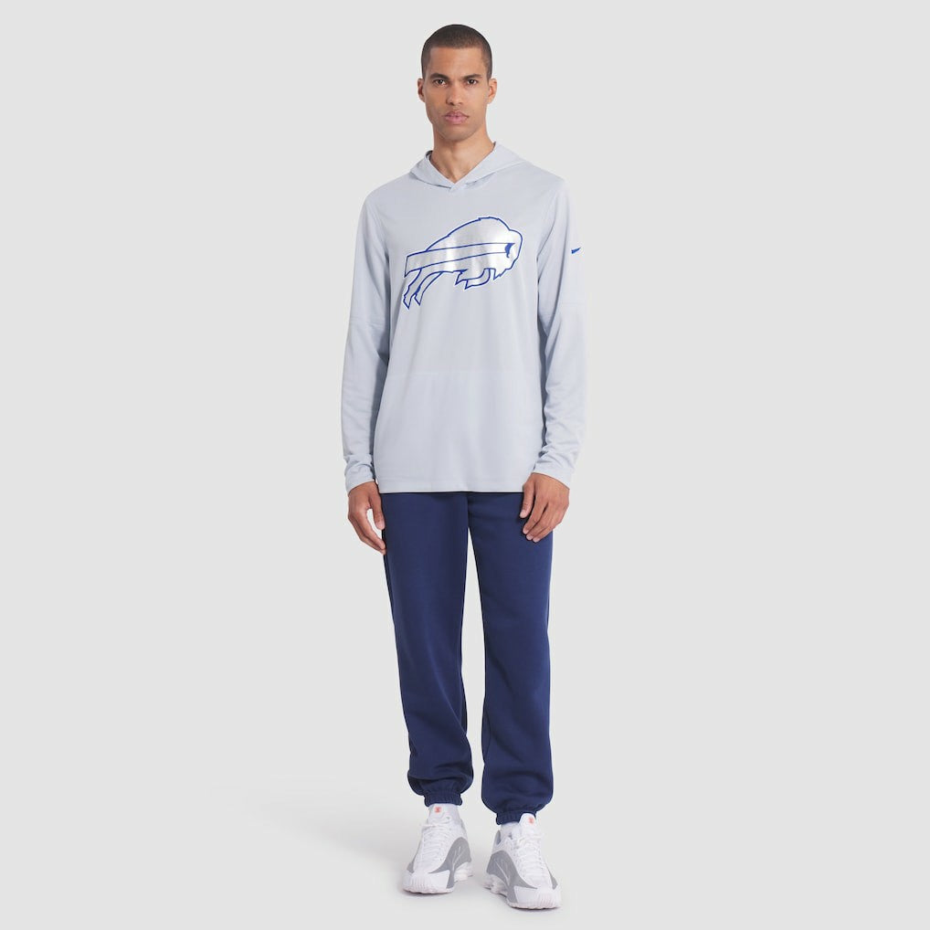 Nike Buffalo Bills 2025 Rivalries Collection Sideline Dri-FIT Long Sleeve Hoodie T-Shirt Silver
