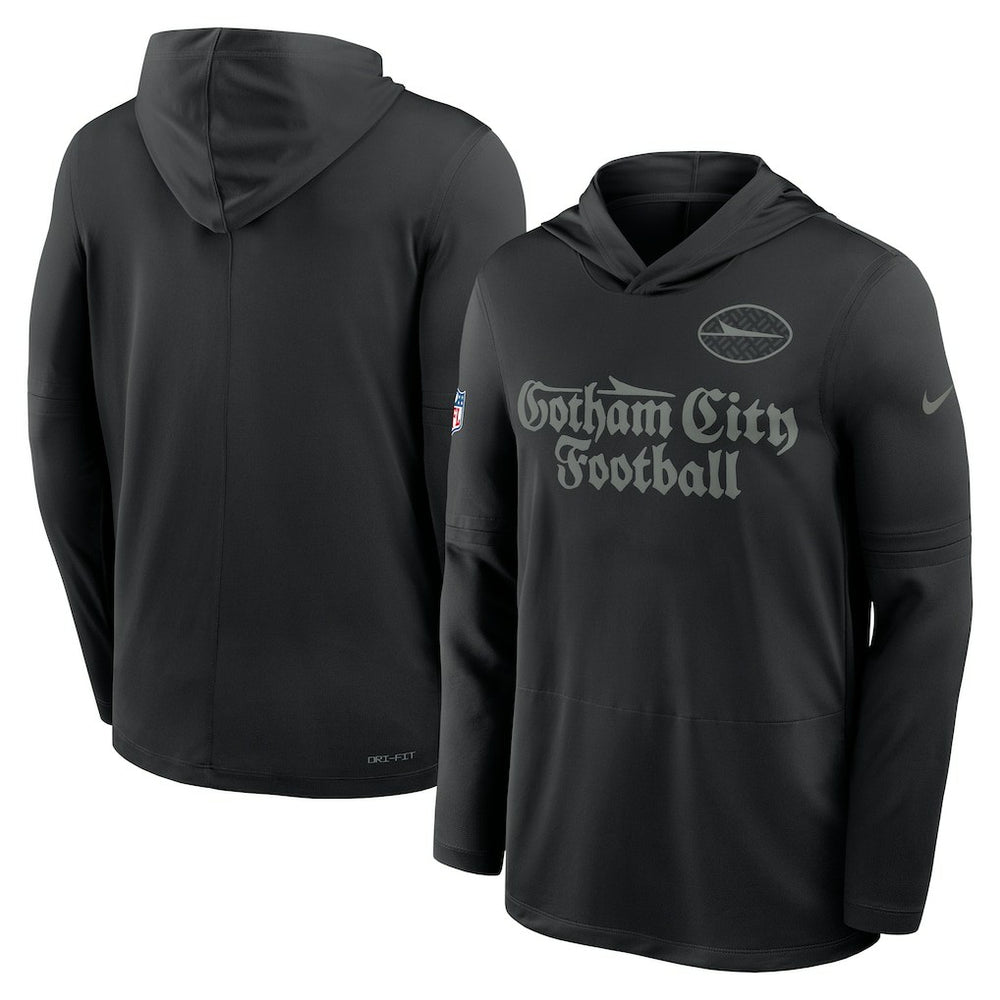 Nike New York Jets 2025 Rivalries Collection Sideline Dri-FIT Long Sleeve Hoodie T-Shirt Black