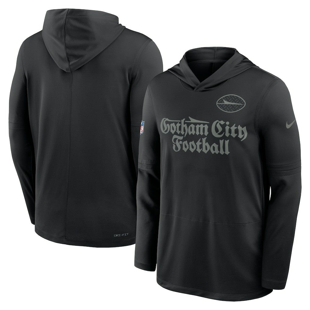 Nike New York Jets 2025 Rivalries Collection Sideline Dri-FIT Long Sleeve Hoodie T-Shirt Black