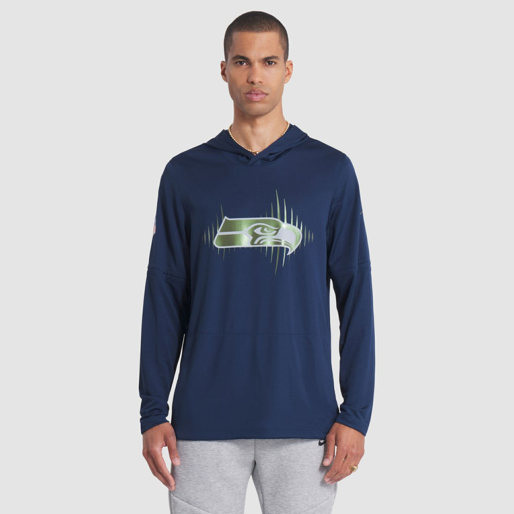 Nike Seattle Seahawks 2025 Rivalries Collection Sideline Dri-FIT Long Sleeve Hoodie T-Shirt College Navy