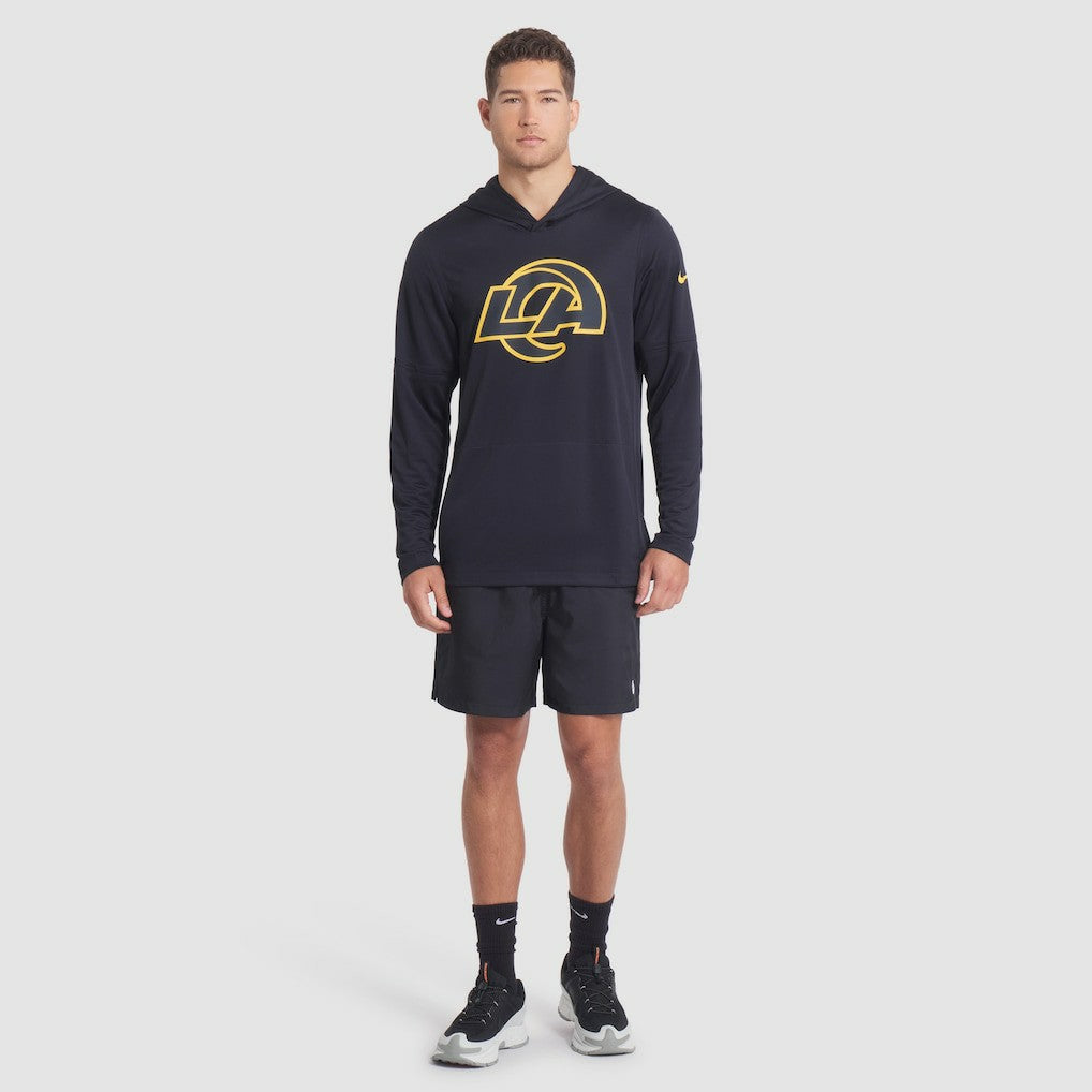 Nike Los Angeles Rams 2025 Rivalries Collection Sideline Dri-FIT Long Sleeve Hoodie T-Shirt Midnight Blue
