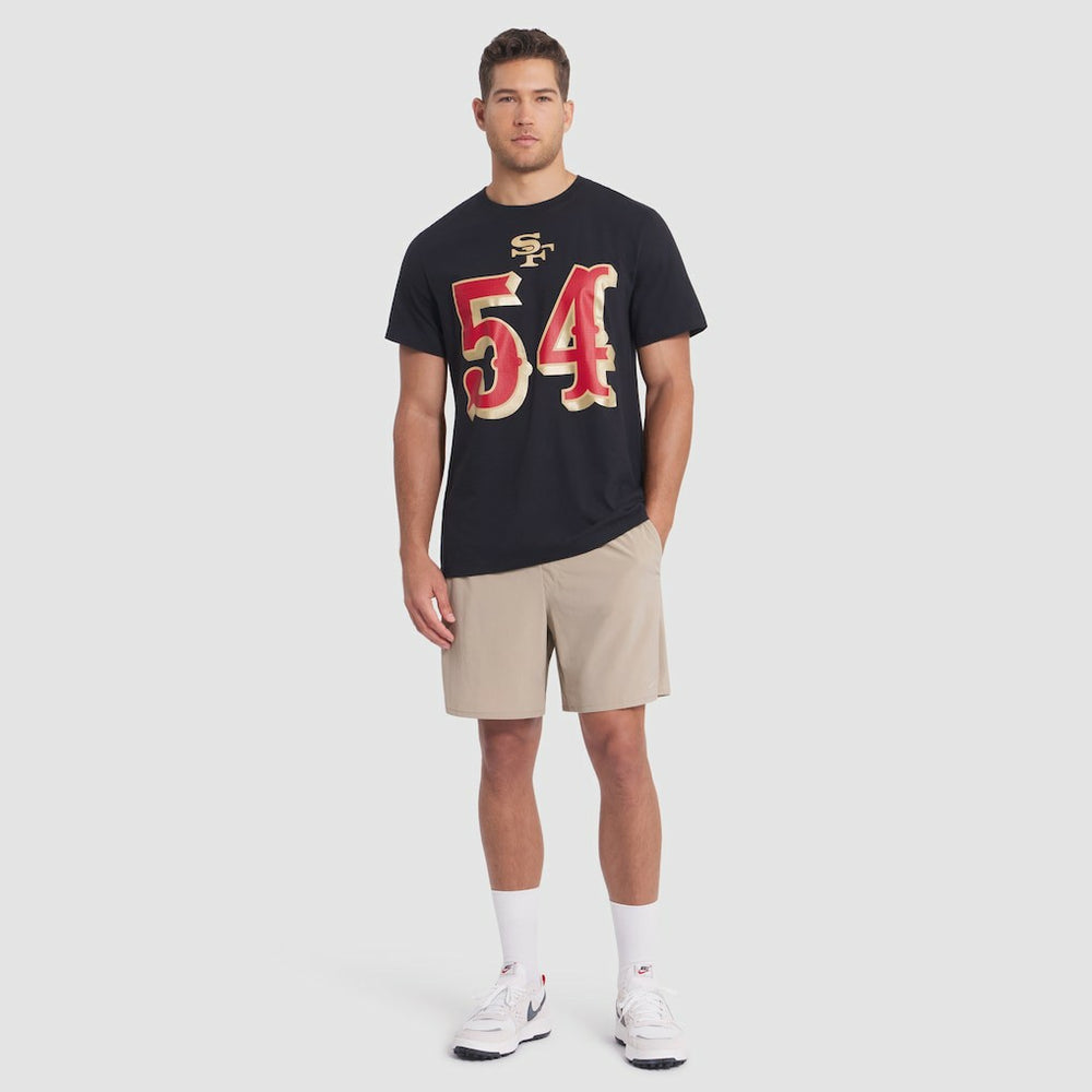 Nike Fred Warner San Francisco 49ers 2025 Rivalries Collection Player Name & Number T-Shirt Black
