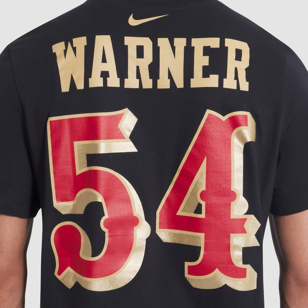 Nike Fred Warner San Francisco 49ers 2025 Rivalries Collection Player Name & Number T-Shirt Black
