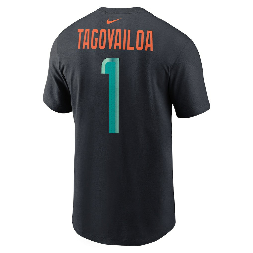 Nike Tua Tagovailoa Miami Dolphins 2025 Rivalries Collection Player Name & Number T-Shirt Pitch Blue