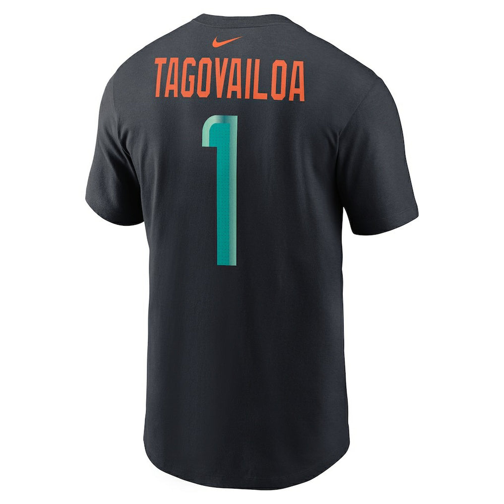 Nike Tua Tagovailoa Miami Dolphins 2025 Rivalries Collection Player Name & Number T-Shirt Pitch Blue