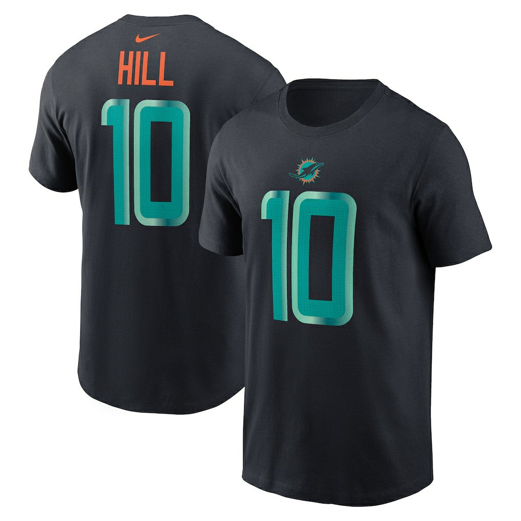 Nike Tyreek Hill Miami Dolphins 2025 Rivalries Collection Player Name & Number T-Shirt Pitch Blue