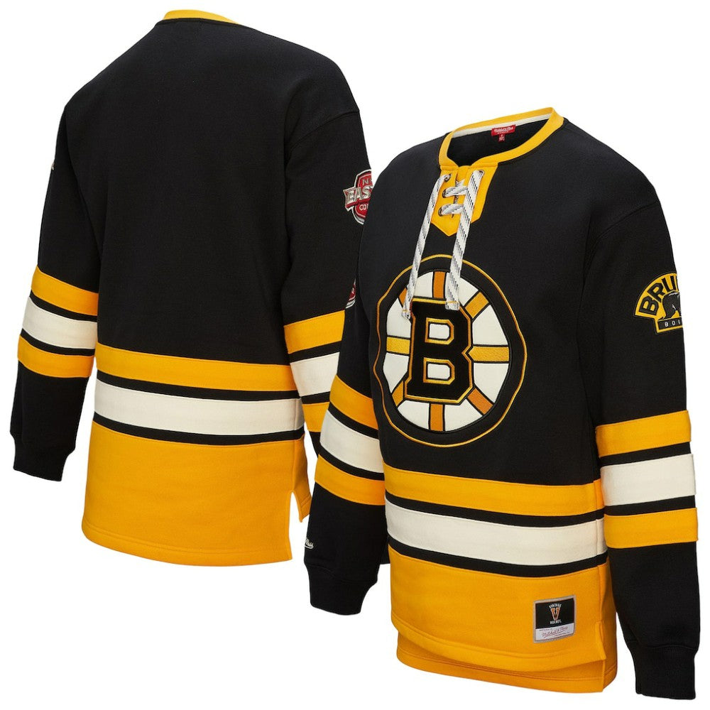 Boston Bruins Mitchell & Ness Women's Heritage Lace-Up Pullover Sweatshirt - Black - NHL 202660258