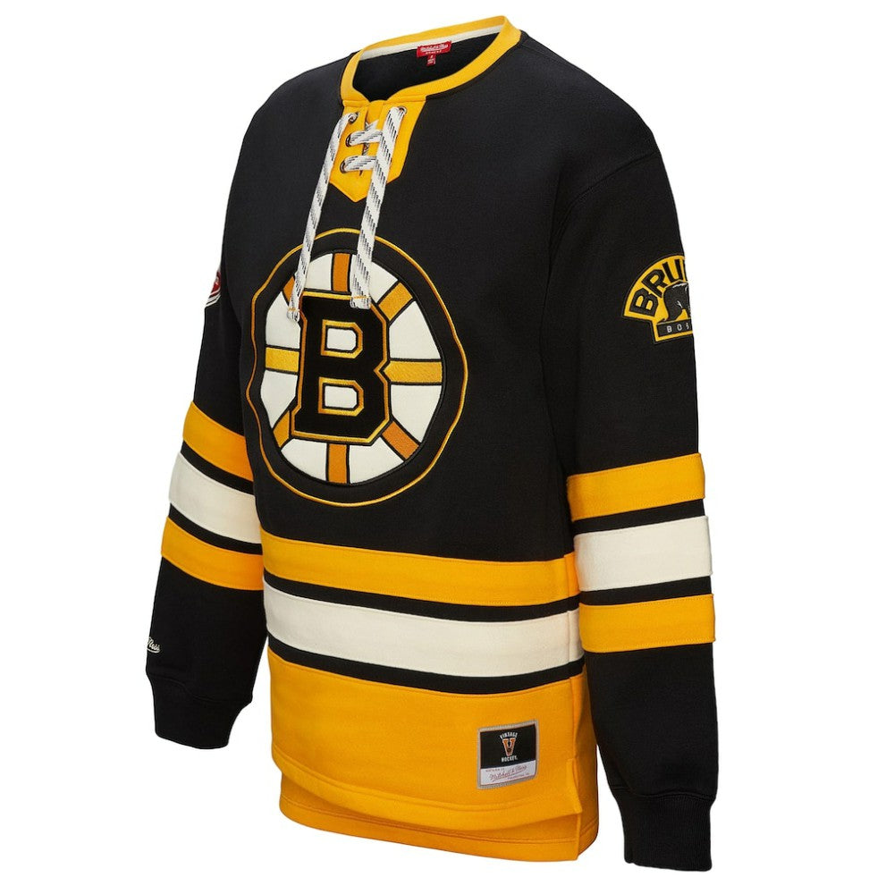 Boston Bruins Mitchell & Ness Women's Heritage Lace-Up Pullover Sweatshirt - Black - NHL 202660258