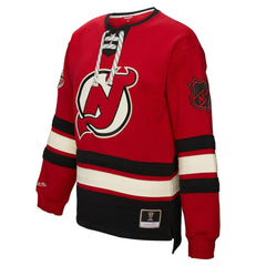 New Jersey Devils Mitchell & Ness Women's Heritage Lace-Up Pullover Sweatshirt - Red - NHL 202660261