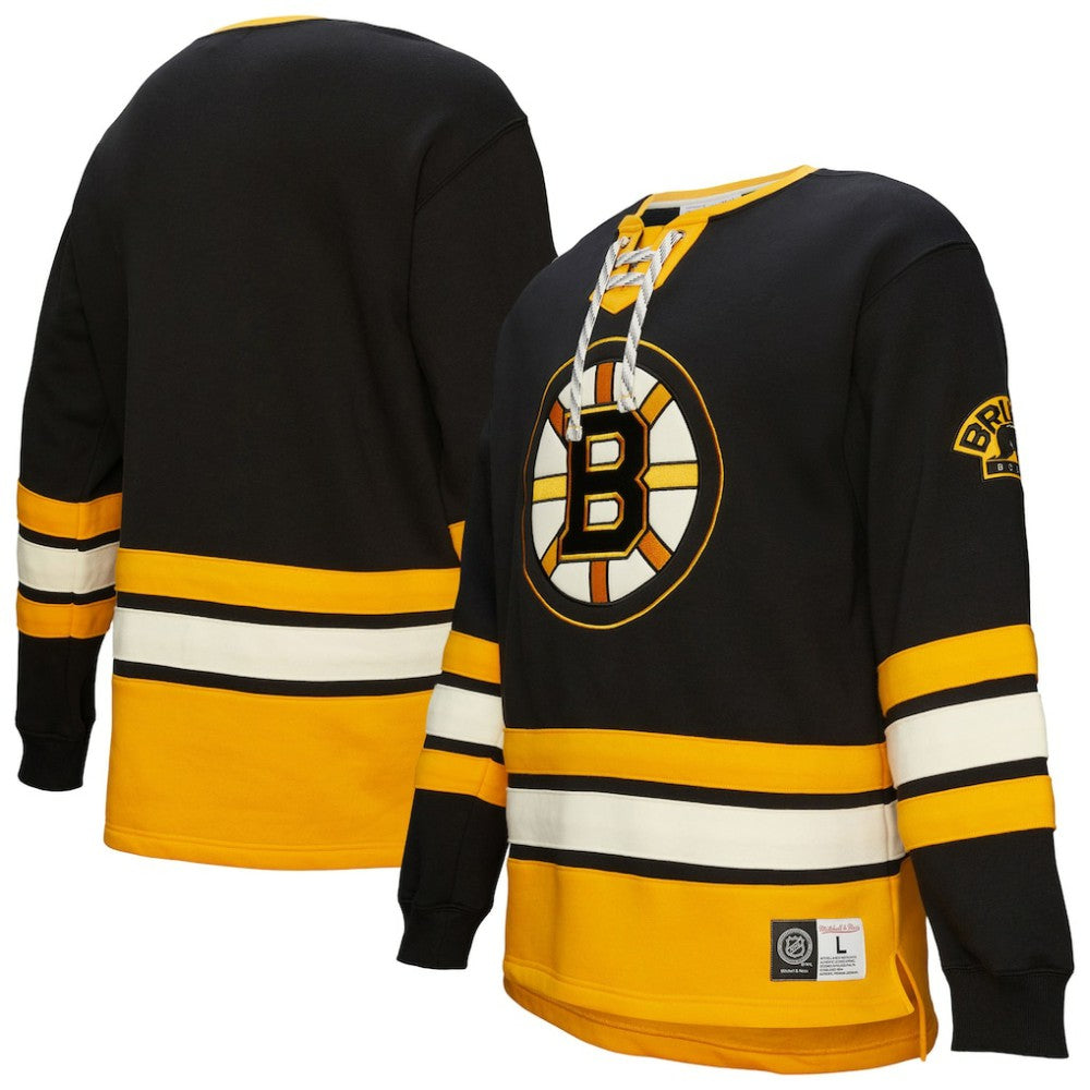 Boston Bruins Heritage Lace-Up Pullover Sweatshirt - Black - NHL 202660268