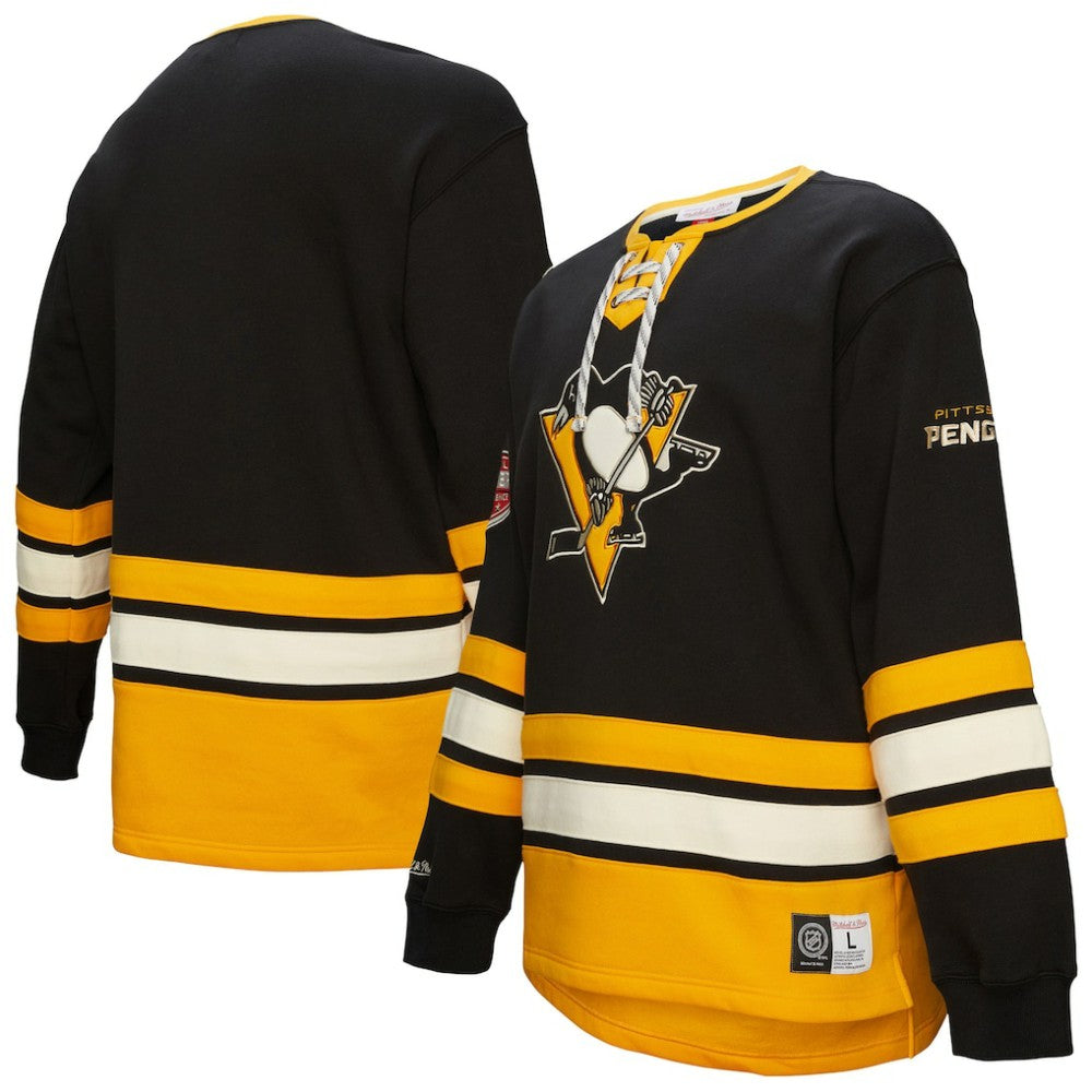 Pittsburgh Penguins Heritage Lace-Up Pullover Sweatshirt - Black - NHL 202660275