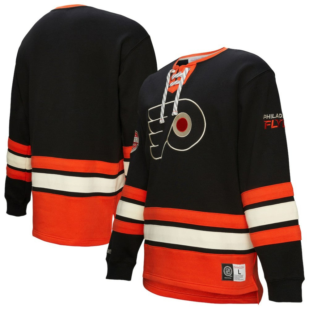 Philadelphia Flyers Heritage Lace-Up Pullover Sweatshirt - Black - NHL 202660279