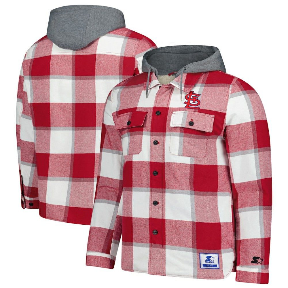 St. Louis Cardinals Starter Sherpa Full-Zip Hoodie Jacket - Red/White - MLB Lifestyle