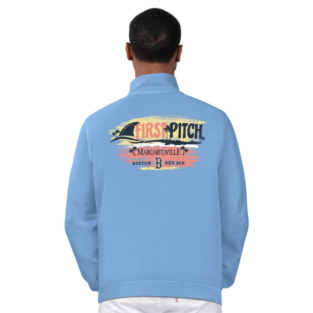 Boston Red Sox Margaritaville First Pitch Quarter-Zip Pullover Top - Light Blue - MLB Online