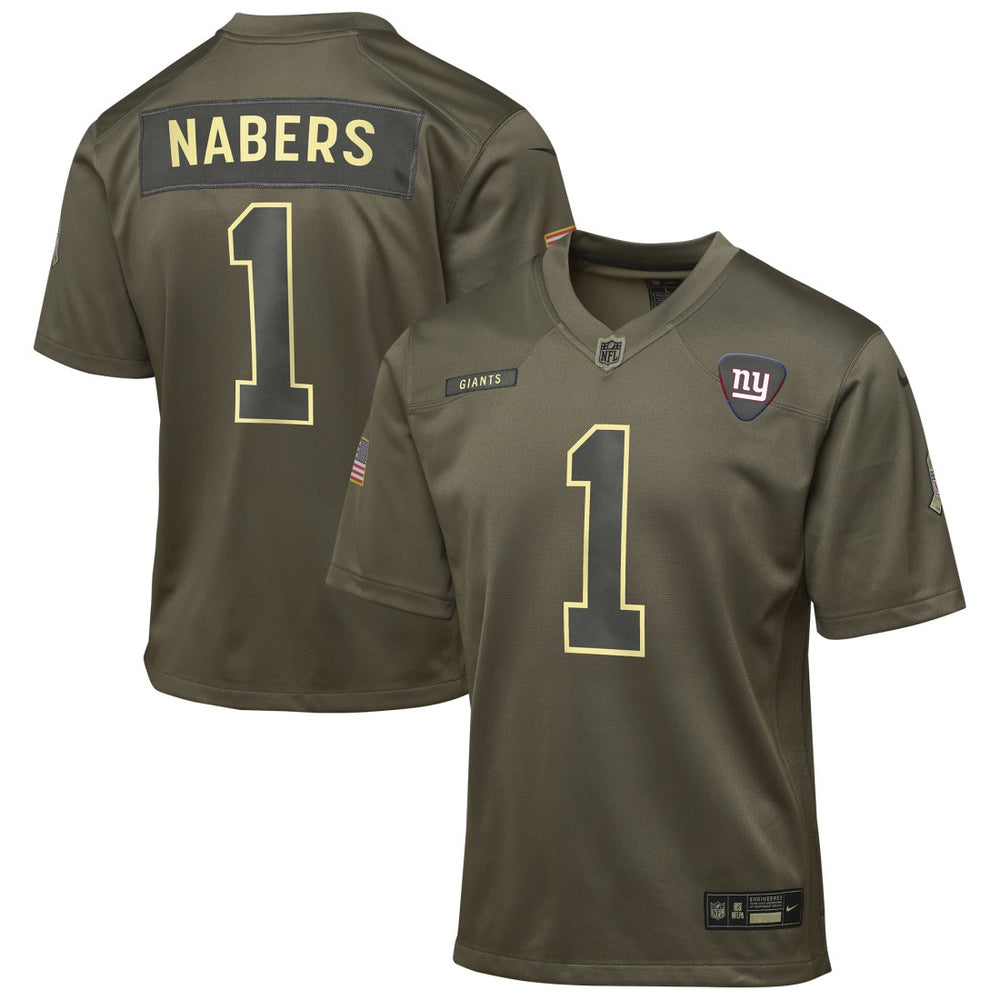 Nike Malik Nabers New York Giants Youth 2025 Salute to Service Game Jersey Olive