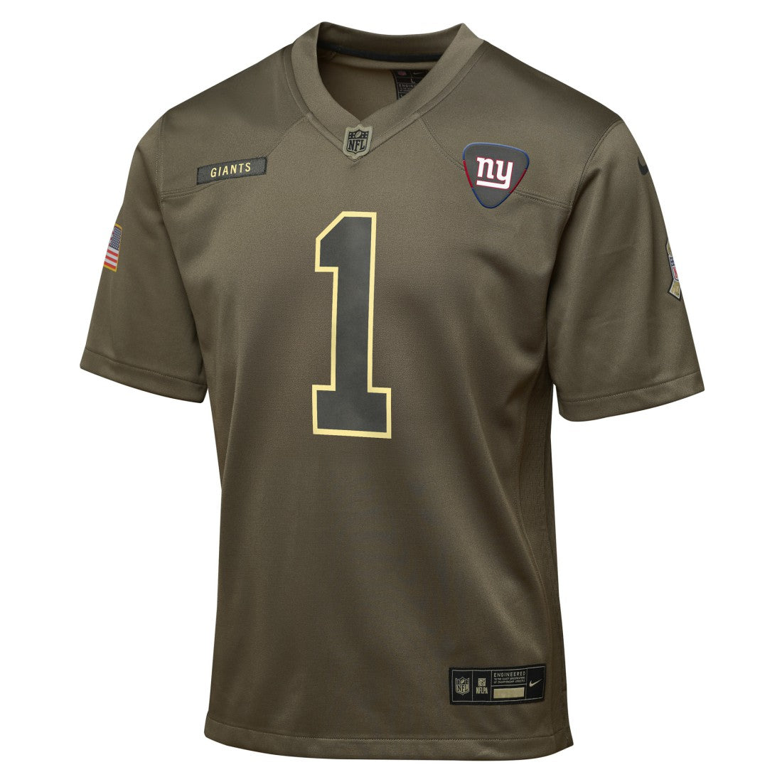 Nike Malik Nabers New York Giants Youth 2025 Salute to Service Game Jersey Olive