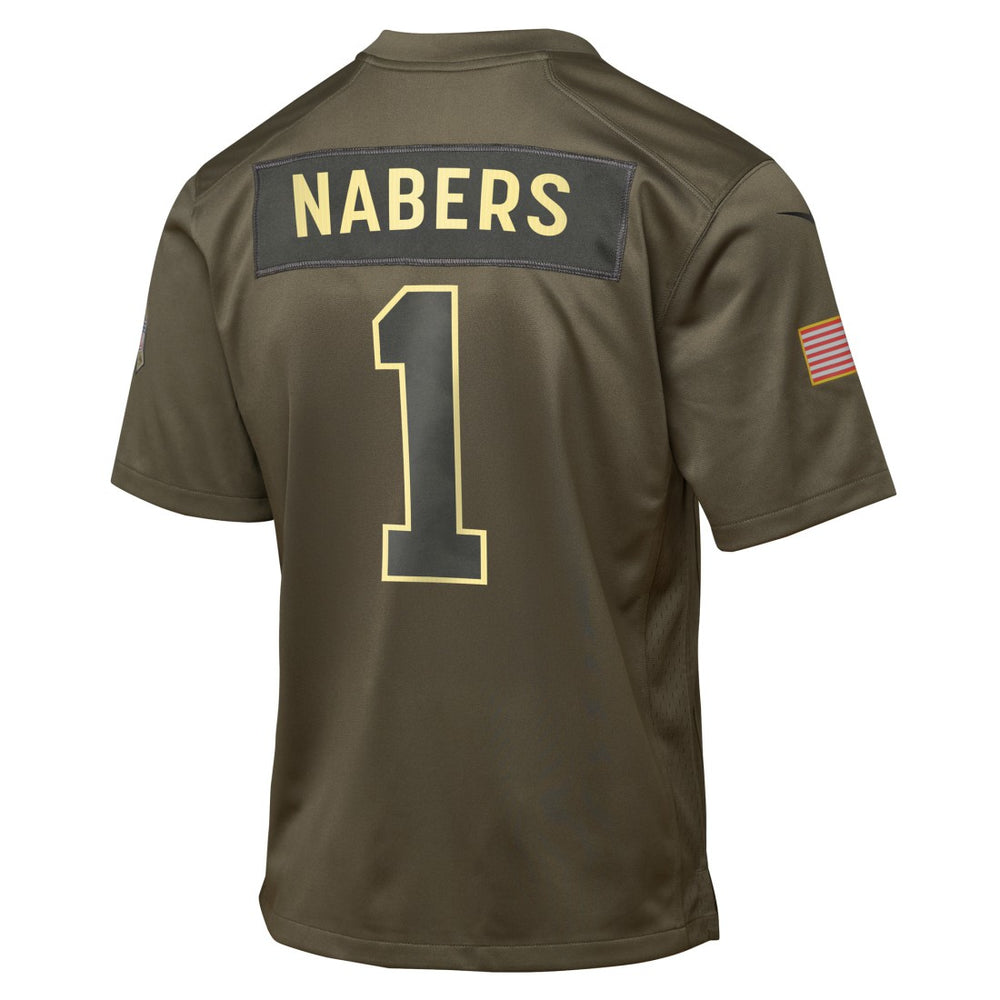 Nike Malik Nabers New York Giants Youth 2025 Salute to Service Game Jersey Olive