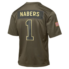 Nike Malik Nabers New York Giants Youth 2025 Salute to Service Game Jersey Olive