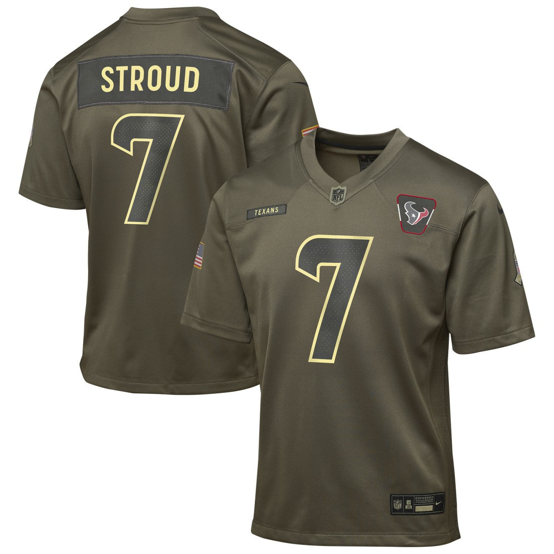 Nike C.J. Stroud Houston Texans Youth 2025 Salute to Service Game Jersey Olive