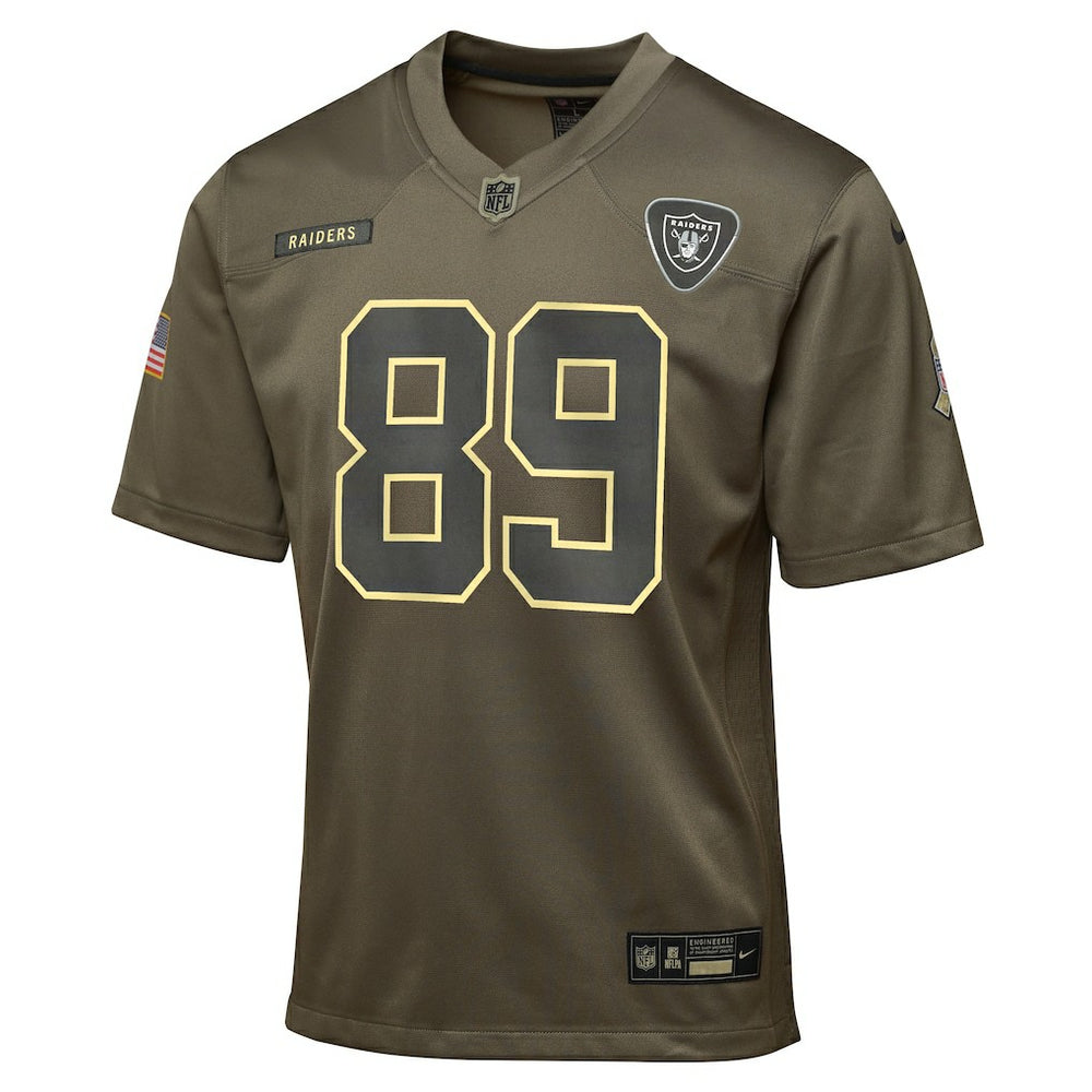 Nike Brock Bowers Las Vegas Raiders Youth 2025 Salute to Service Game Jersey Olive