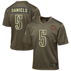 Nike Jayden Daniels Washington Commanders Youth 2025 Salute to Service Game Jersey Olive