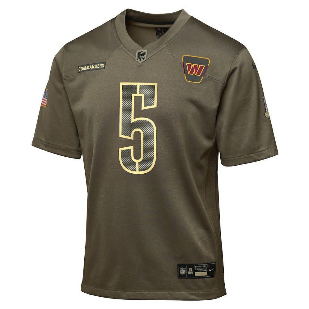 Nike Jayden Daniels Washington Commanders Youth 2025 Salute to Service Game Jersey Olive