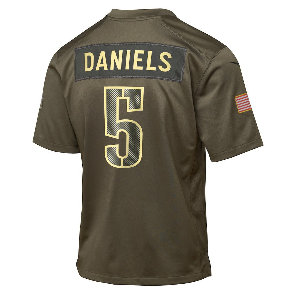 Nike Jayden Daniels Washington Commanders Youth 2025 Salute to Service Game Jersey Olive