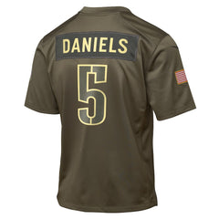 Nike Jayden Daniels Washington Commanders Youth 2025 Salute to Service Game Jersey Olive