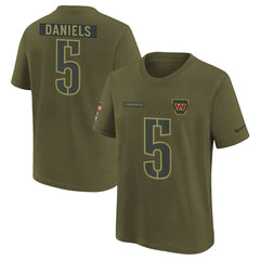 Nike Jayden Daniels Washington Commanders Youth 2025 Salute to Service Name & Number T-Shirt Olive