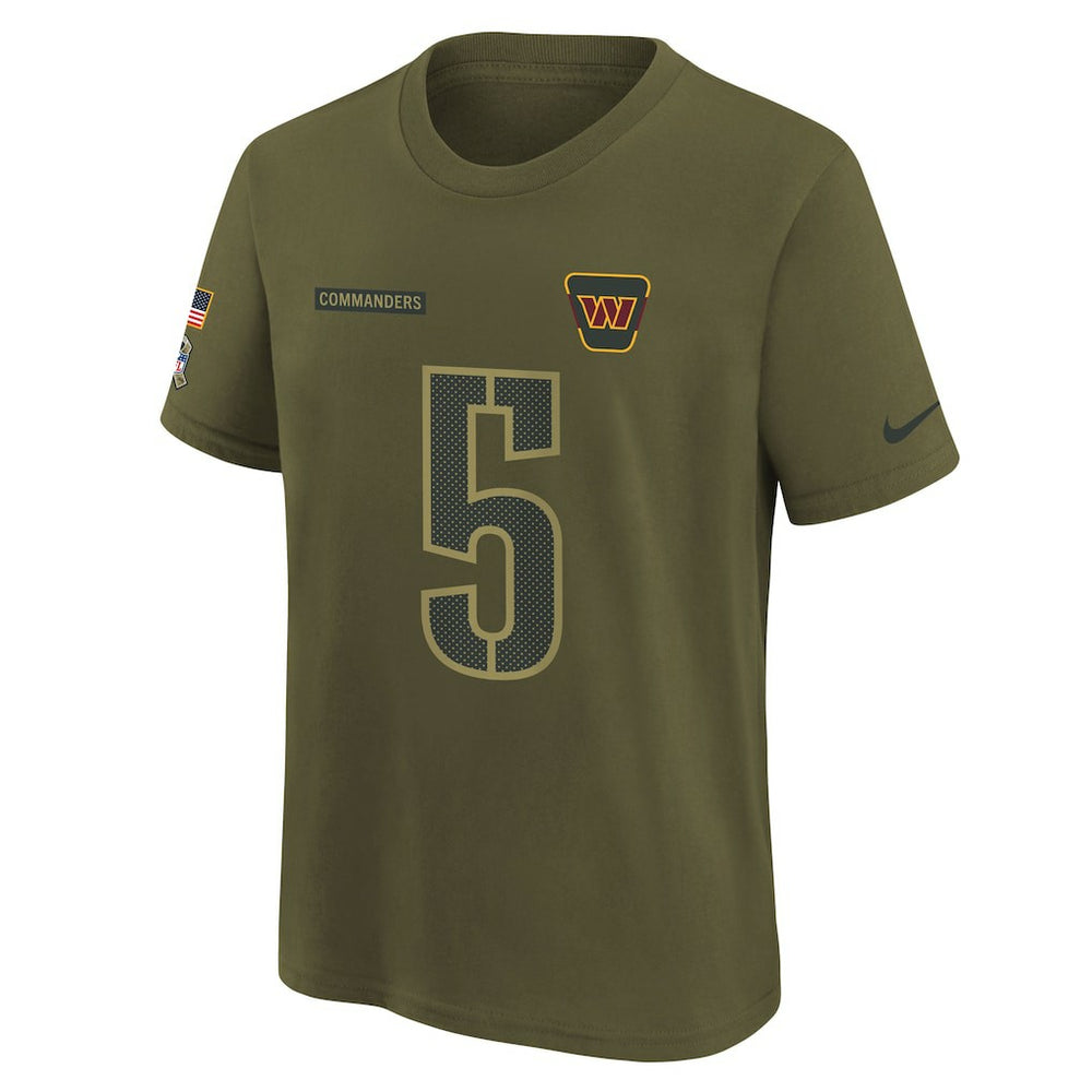 Nike Jayden Daniels Washington Commanders Youth 2025 Salute to Service Name & Number T-Shirt Olive