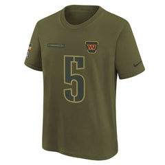 Nike Jayden Daniels Washington Commanders Youth 2025 Salute to Service Name & Number T-Shirt Olive