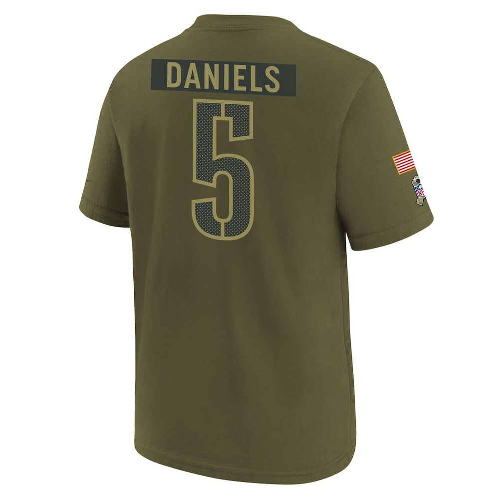 Nike Jayden Daniels Washington Commanders Youth 2025 Salute to Service Name & Number T-Shirt Olive