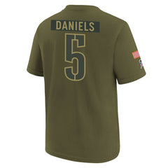 Nike Jayden Daniels Washington Commanders Youth 2025 Salute to Service Name & Number T-Shirt Olive