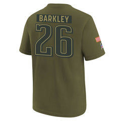 Nike Saquon Barkley Philadelphia Eagles Youth 2025 Salute to Service Name & Number T-Shirt Olive