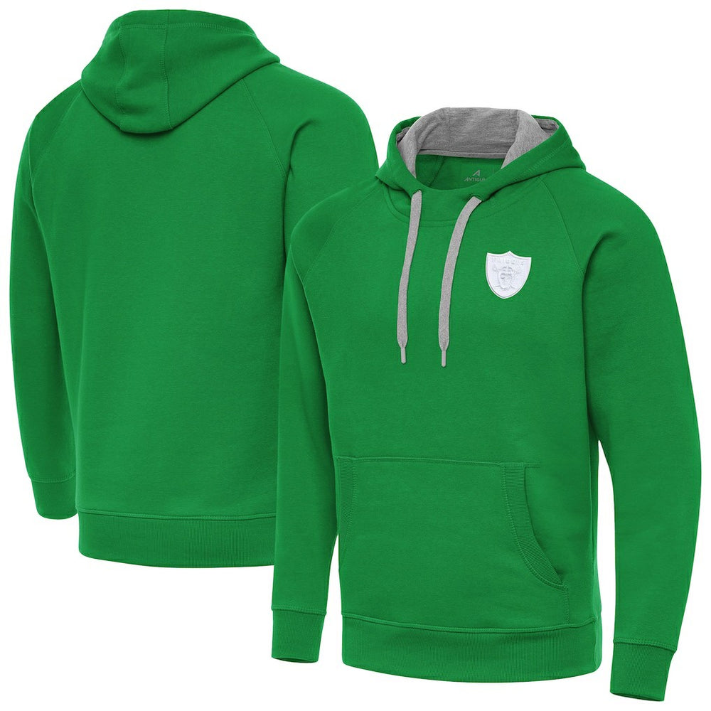 Las Vegas Raiders Antigua St. Patrick's Day Victory Pullover Hoodie Kelly Green