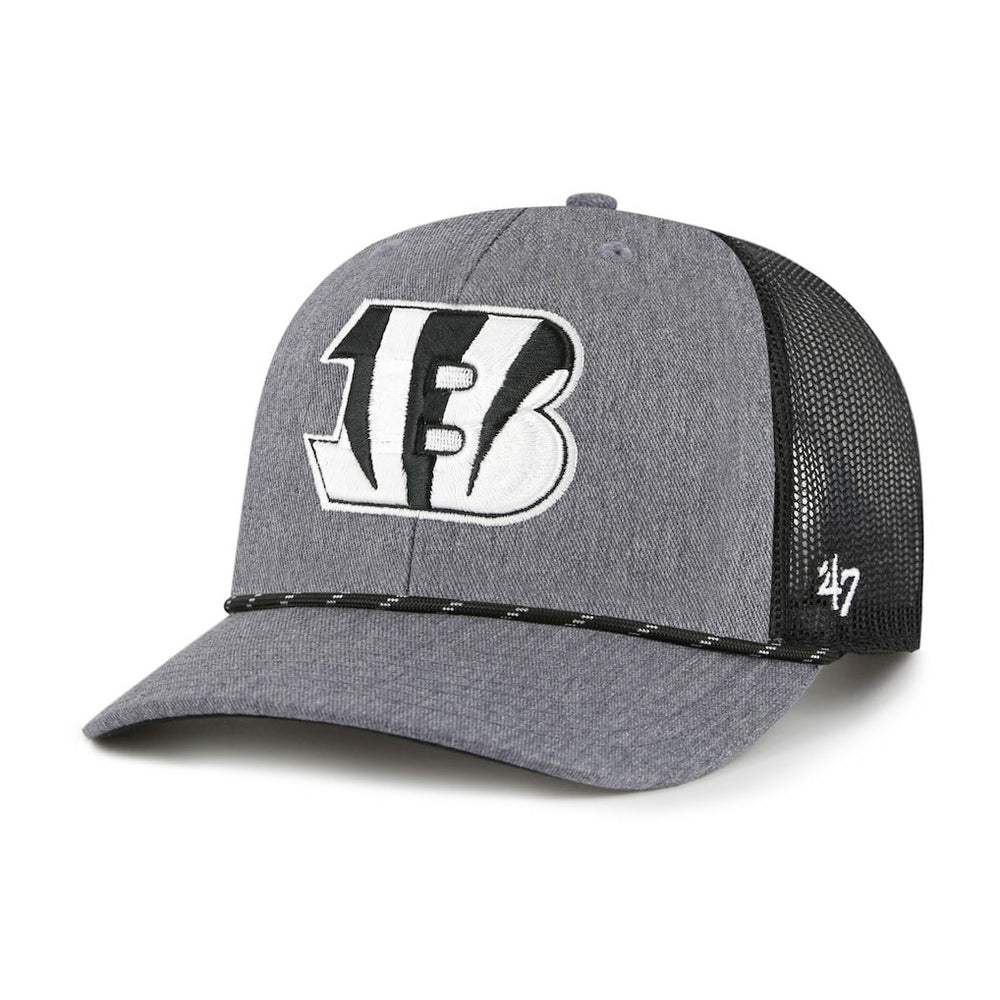 47 brand Cincinnati Bengals '47 Carbon Rope Trucker Adjustable Hat Heather Charcoal