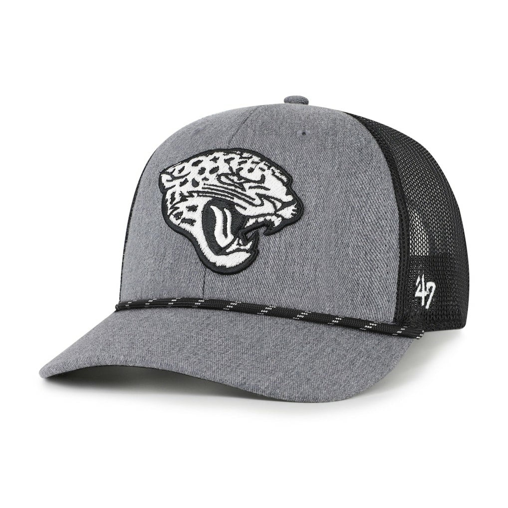 47 brand Jacksonville Jaguars '47 Carbon Rope Trucker Adjustable Hat Heather Charcoal