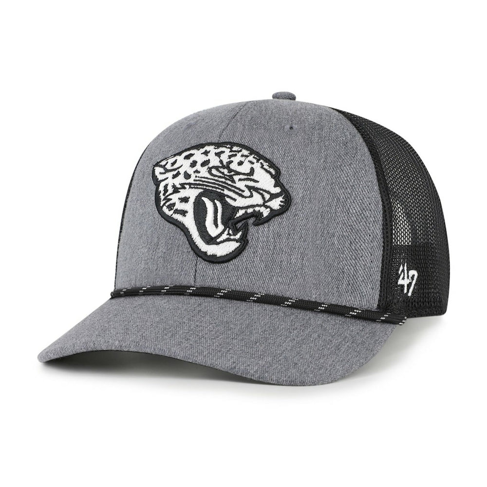 47 brand Jacksonville Jaguars '47 Carbon Rope Trucker Adjustable Hat Heather Charcoal