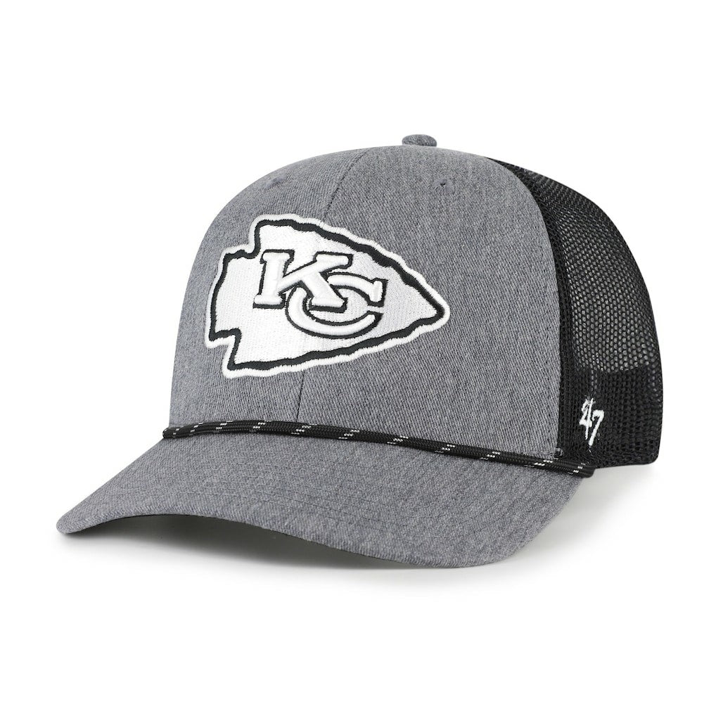 47 brand Kansas City Chiefs '47 Carbon Rope Trucker Adjustable Hat Heather Charcoal