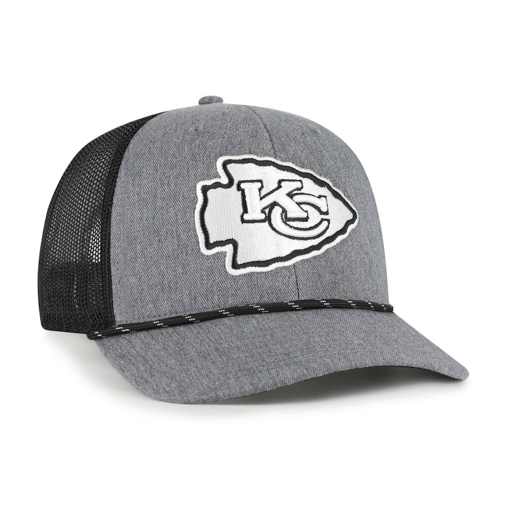 47 brand Kansas City Chiefs '47 Carbon Rope Trucker Adjustable Hat Heather Charcoal