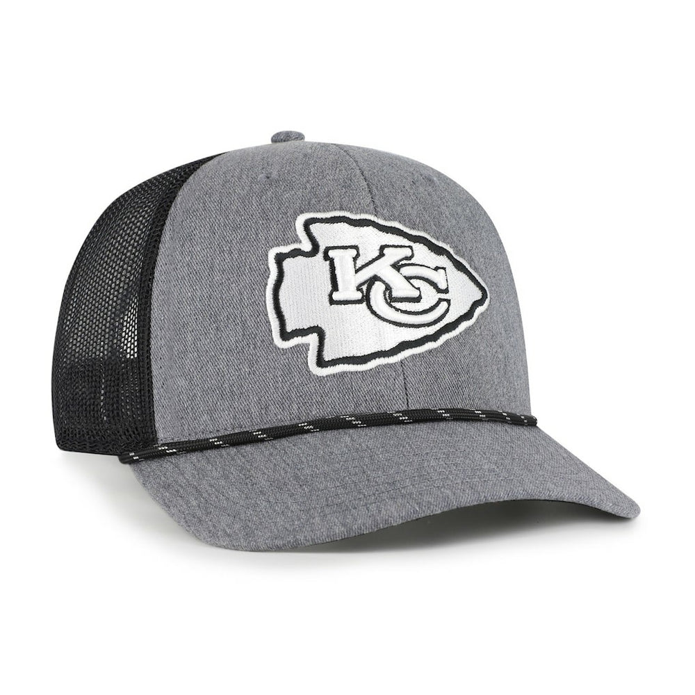 47 brand Kansas City Chiefs '47 Carbon Rope Trucker Adjustable Hat Heather Charcoal