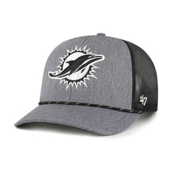 47 brand Miami Dolphins '47 Carbon Rope Trucker Adjustable Hat Heather Charcoal