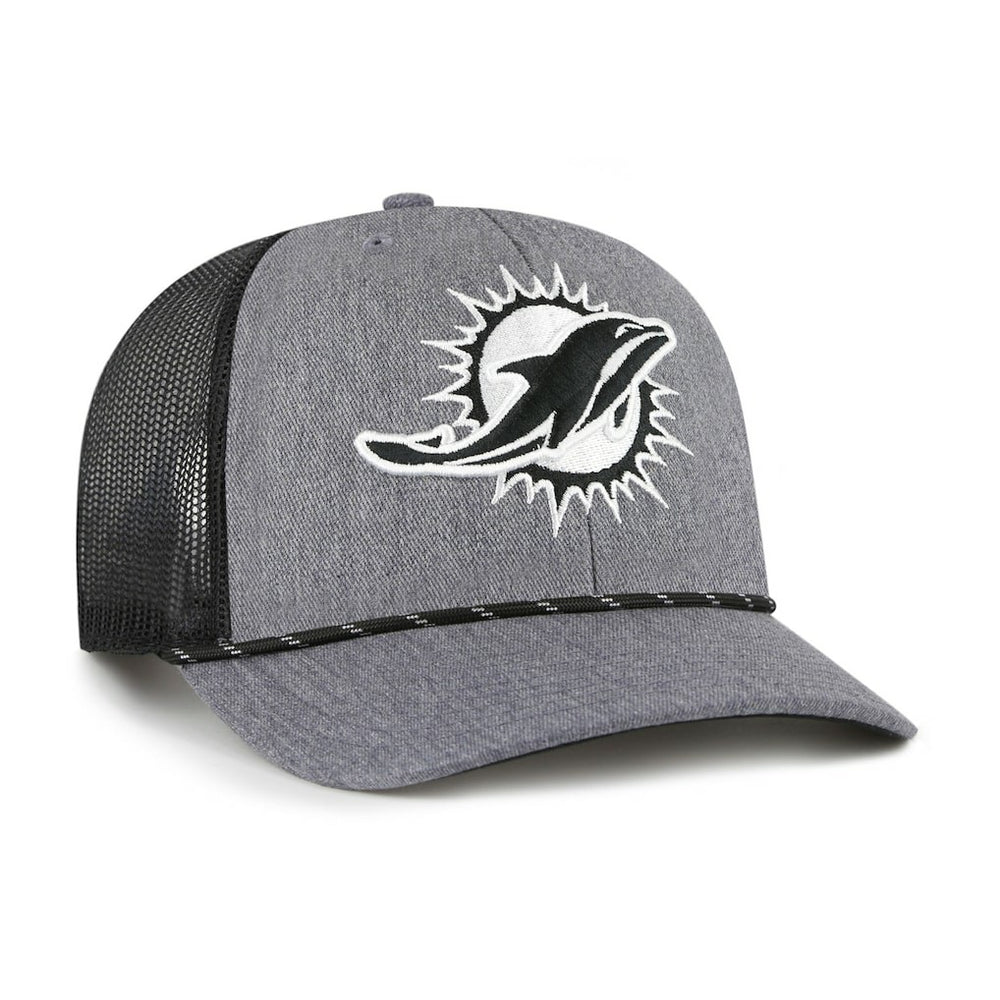 47 brand Miami Dolphins '47 Carbon Rope Trucker Adjustable Hat Heather Charcoal