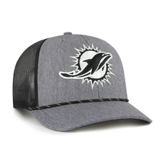 47 brand Miami Dolphins '47 Carbon Rope Trucker Adjustable Hat Heather Charcoal