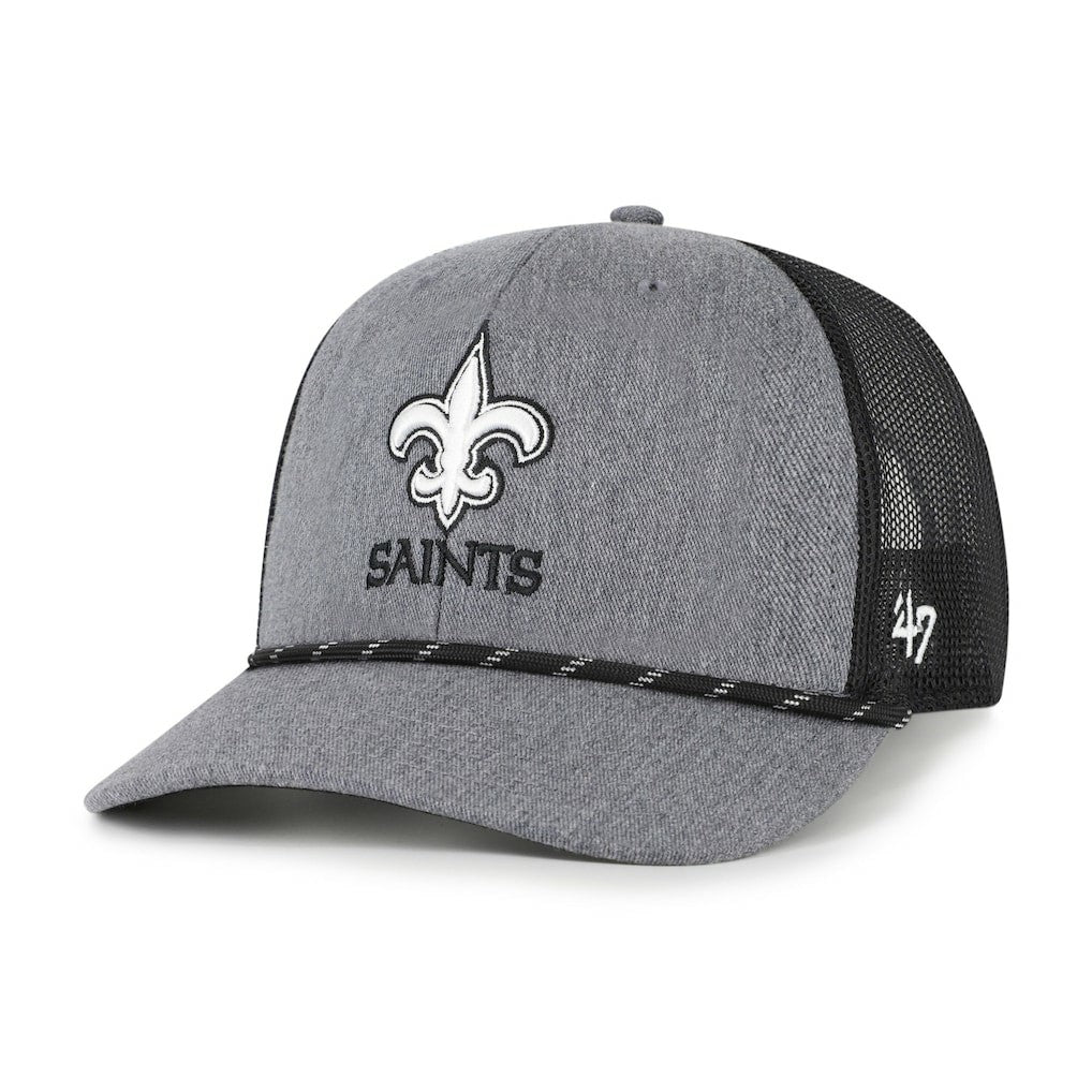 47 brand New Orleans Saints '47 Carbon Rope Trucker Adjustable Hat Heather Charcoal