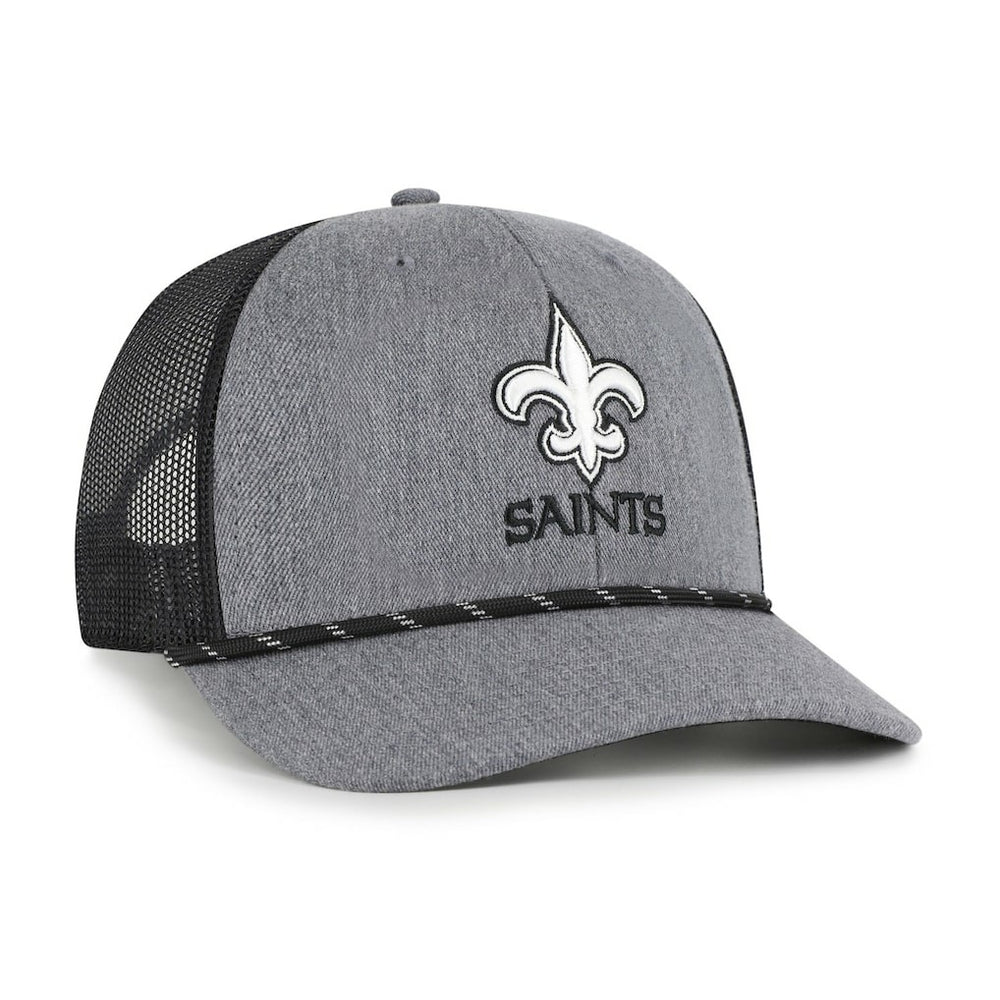47 brand New Orleans Saints '47 Carbon Rope Trucker Adjustable Hat Heather Charcoal