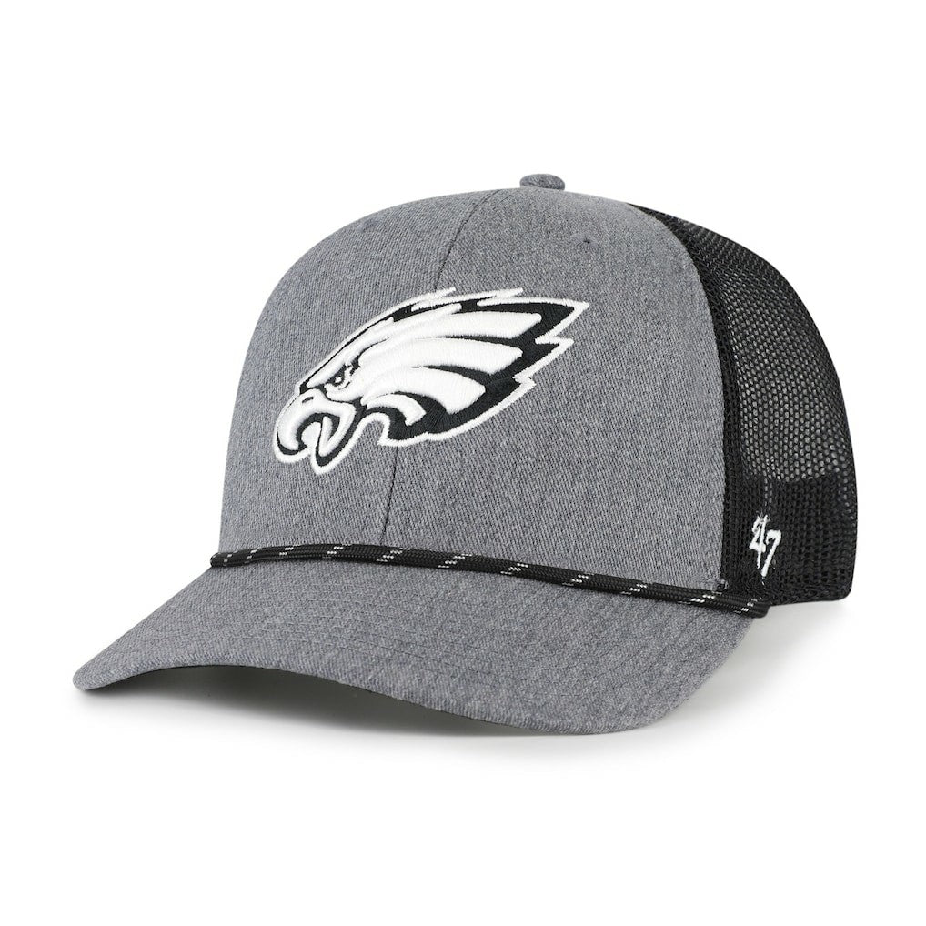 47 brand Philadelphia Eagles '47 Carbon Rope Trucker Adjustable Hat Heather Charcoal