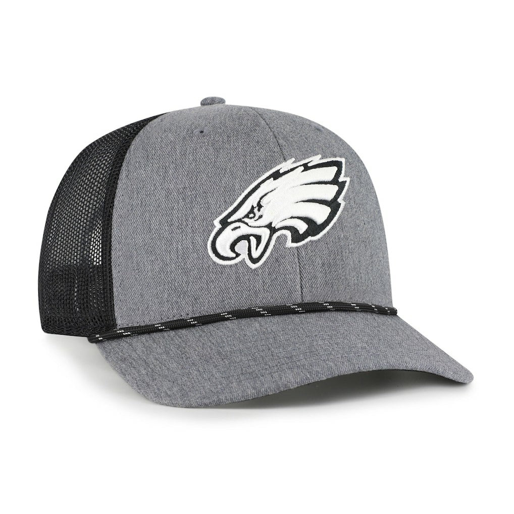 47 brand Philadelphia Eagles '47 Carbon Rope Trucker Adjustable Hat Heather Charcoal