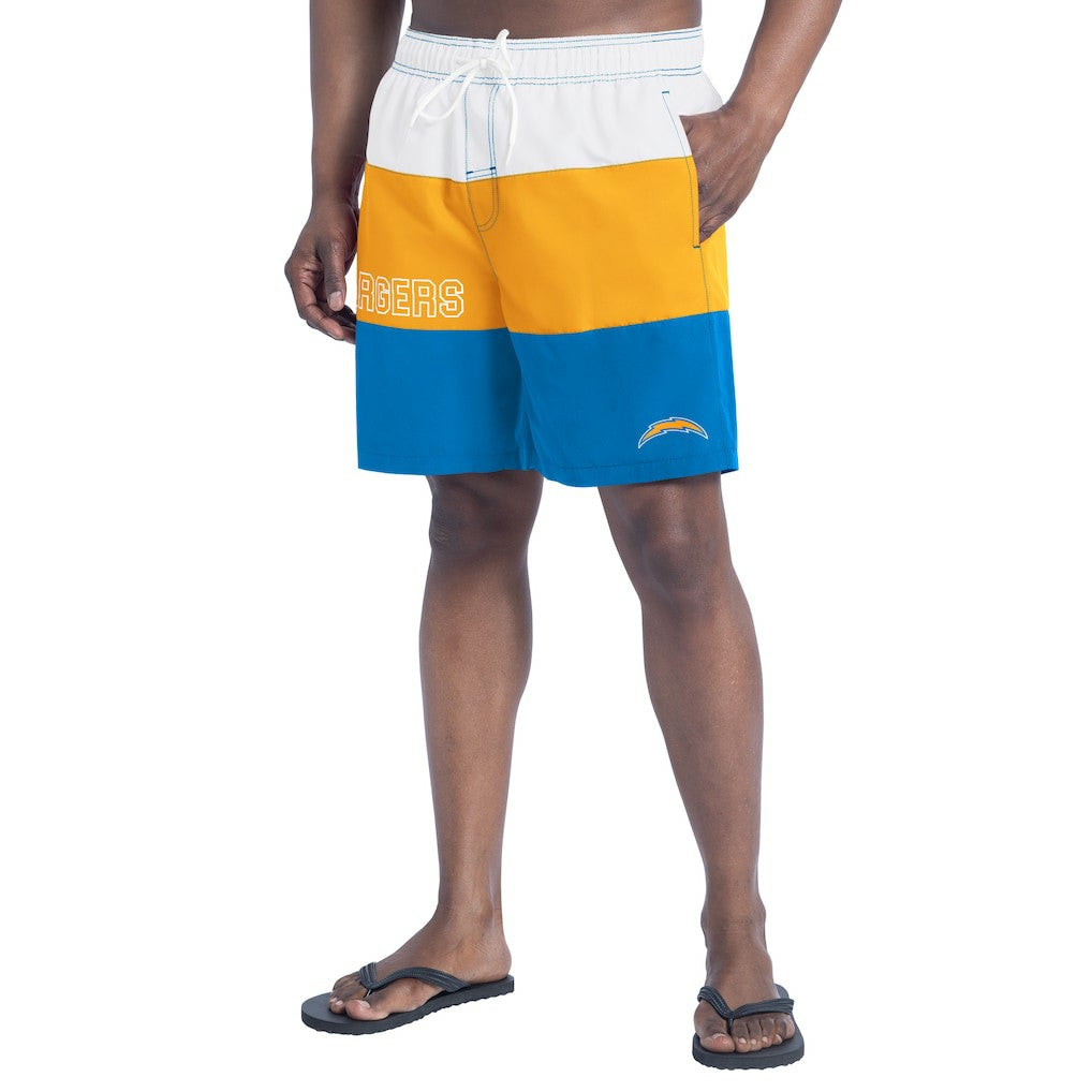 Los Angeles Chargers G-III Sports by Carl Banks Sunrise Volley Swim Shorts Powder Blue/Gold