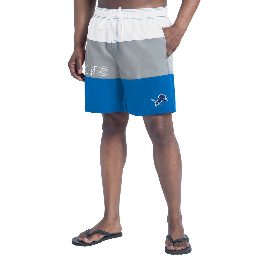 Detroit Lions G-III Sports by Carl Banks Sunrise Volley Swim Shorts Blue/Silver